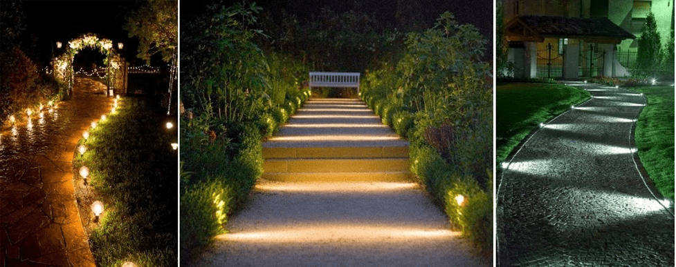 Một số cách trang trí lối đi bằng đèn LED sân vườn